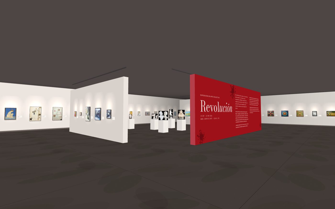 Vista de la sala virtual de la exposición Revolución